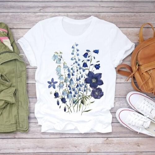 Women 2021 Summer Short Sleeve Floral Flower Printing Lady T-shirts Top T Shirt Ladies Womens Graphic Female Tee T-Shirt