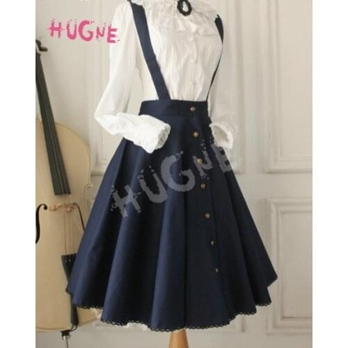 Custom Tailored ~ Vintage Womens Jumper Skirt Gothic Hugne Skater Skirt Plus Size Button Down Midi Skirt