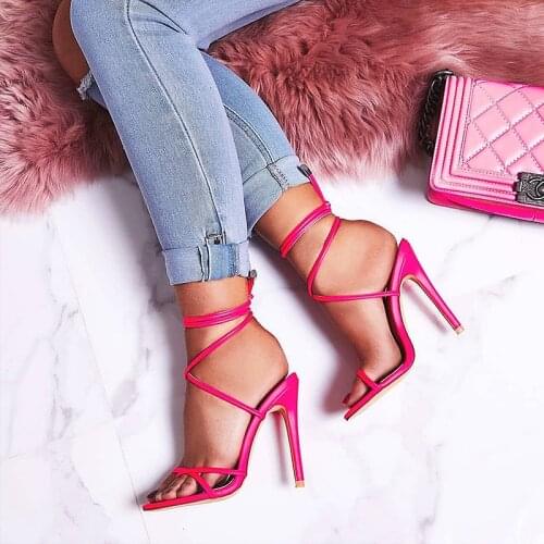 2021 Summer Women Thin High Heels Shoes Sandals Gladiator Ankle Strap Sexy Pump Female Party Wedding Ladies Plus Size