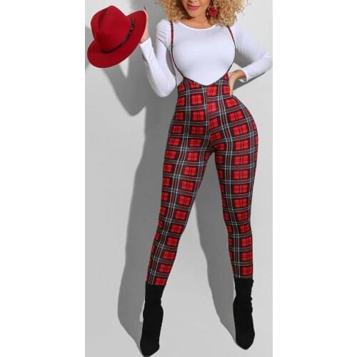 Womens Plaid High Waist Pants Jumpsuit For Spring Fall Female Suspender Trousers Most Occasions In Life Soft Comfortable S-XL
