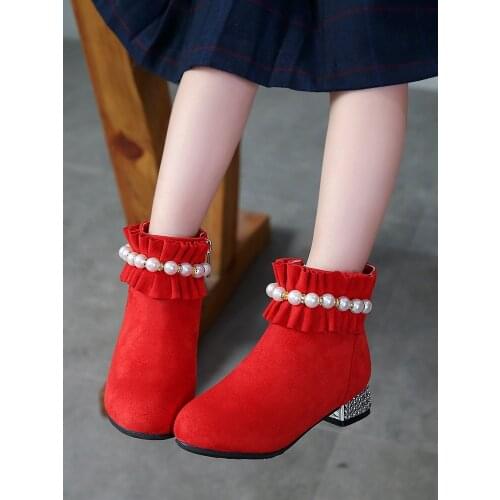 Winter Boots for Girls of High Heel Princess 4-12 Years Old Girls Boots Children Martin Boots