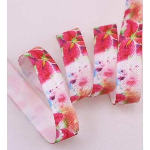 1.5cm width folded elastic for bags, hair ties, high quality floral pattern foe,100 yards per lot