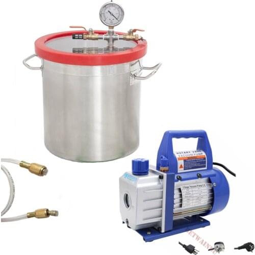 1.6 Gallon Vacuum Chamber and Pump with 2.5/3 CFM Vacuum Pump 110V/220V for Resin Stainless Steel Vacuum Chamber