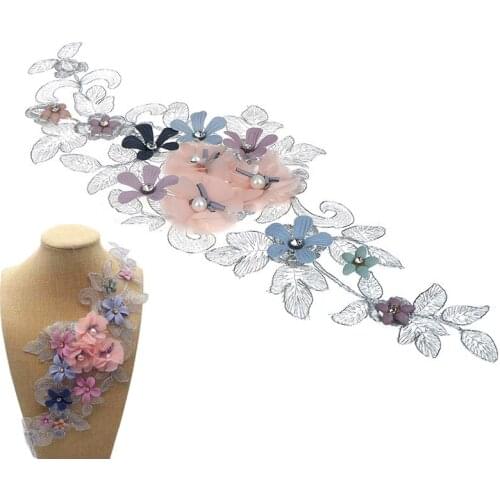 1pc 3D Flower patch Applique Embroidery Patches Lace Fabric