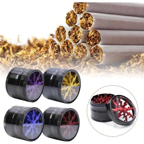 1pcs 63MM 4-layers Spice Weed Cutter Aluminum Alloy Transparent Smoking Herb Cutter Latest Lightning-Shaped Tobacco Grinder