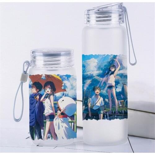 1 pcs Creative Anime Weathering with you Portable Glass Water Bottle Travel Cup Cosplay Prop for Boy Girl Gift 360ML / 500ML