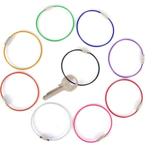 1pc Stainless Steel Wire Keychain Keyring Circle Rope Cable Loop Screw Lock Gadget outdoor camp luggage tag screw lock gadget