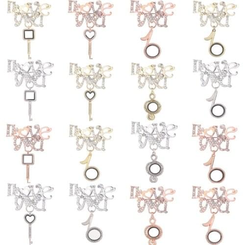 10Pcs Key Shaped Romantic Words I Love you Brooches Musical Note Locket Finding Essential Oil Diffuser Party Gift Jewelry