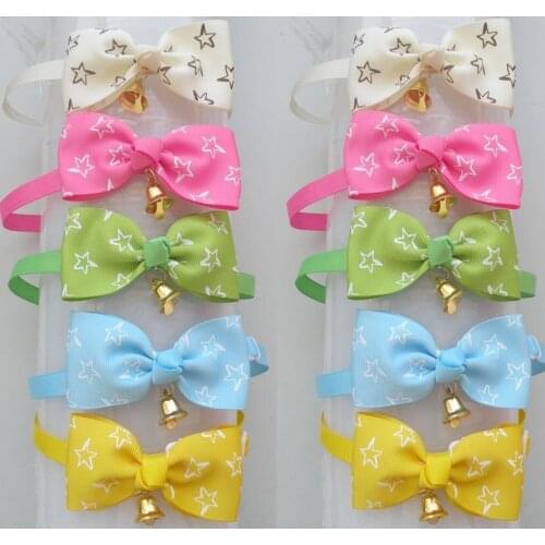 100PC/Lot Wholesale Pet Dog Cat Loveheartl Bow Tie Collars Ribbon Neckties Adjustable Ties with bell Accessories For Puppy F277