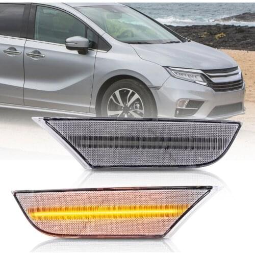 2Pcs Car Error Free LED Side Marker Lamp Light Turn Signal Lamp For Honda Odyssey 2018 2019 2020- Clear Lens Amber