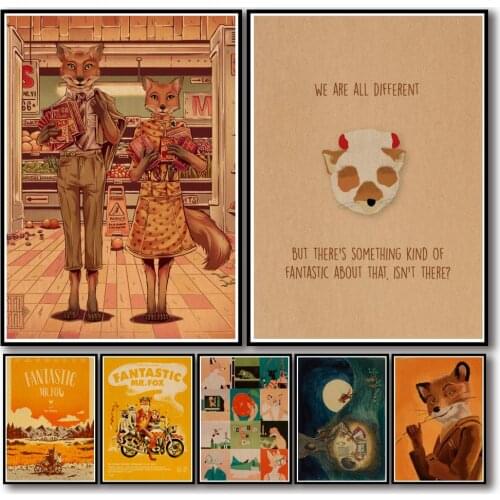 30 Designs Wes Anderson Movie The Fantastic Mr. Fox Kraftpaper Poster Home Decal Art Painting Wall Sticker for Coffee House Bar