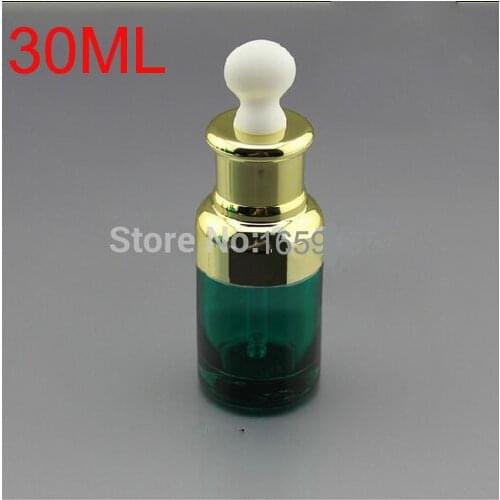 30ml dark green Amber glass Essential Oil dropper bottle w gold should Dispensing Container Reagent Liquid Pipette 50pcs/lot
