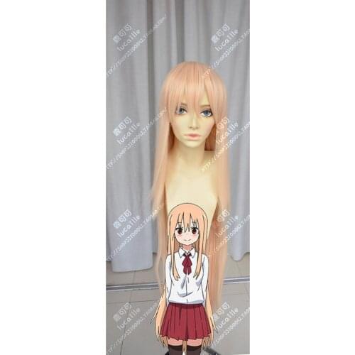 Anime Himouto! Umaru-chan Doma Umaru Cosplay Wig 100cm Long Orange Heat Resistant Synthetic Hair Wigs + Wig Cap