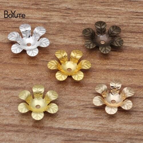 BoYuTe (200 Pieces/Lot) Wholesale Metal Brass Stamping 11MM 13MM Flower Bead Caps Diy Handmade Jewelry Findings Components