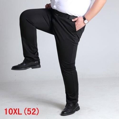 Large size mens trousers plus size 7XL 8XL 9XL 10XL waist 138cm summer plus size casual loose elastic black pants 48 50 52