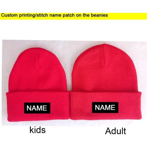 Kids Baby Child Name Custom Knitted Hat Printed Name Children Son Daughter Custom DIY Cap Winter Warm Family Beanie Skull