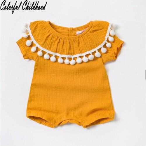 Sweet Summer Princess girls romper cotton tassel short sleeve jumpsuit kids overalls children pajamas 0-24m