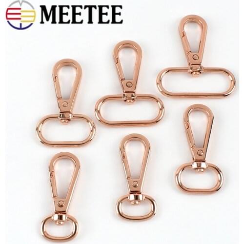 Meetee 5/10pcs 13-38mm Rose Gold Buckle Key Chain Hooks Metal Lobster Clasp Buckles Bag Strap Connection Button DIY Accessories