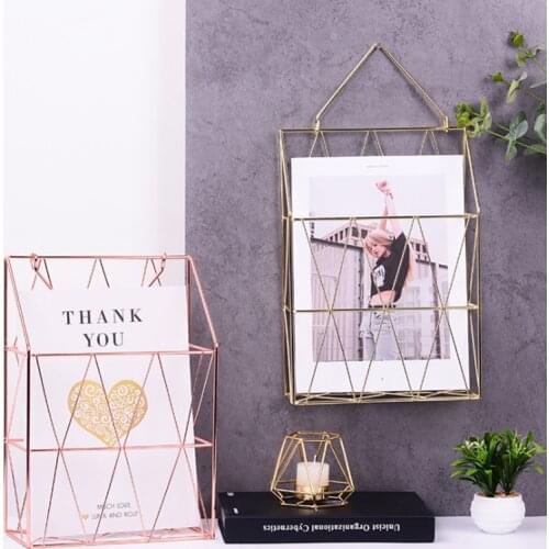 Metal Storage Basket Nordic Wall Hanging Rack Net Iron Desk Magazine Newspaper Organizer Wall Decoration Holder free shipping