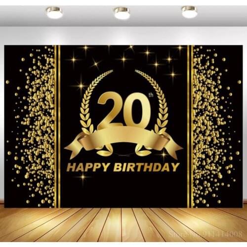 Sweet Gold Polka Dot 20th 30 40 50 60 70 Birthday Photo Backdrop Birthday Party Customized Photo Background Photo Studio
