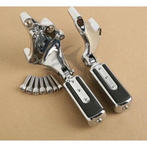 Motorcycle Chrome/Black Skid-Proof Footpegs& Mount Brackets For Harley XL 883 1200 Sportster 14-17 15 16