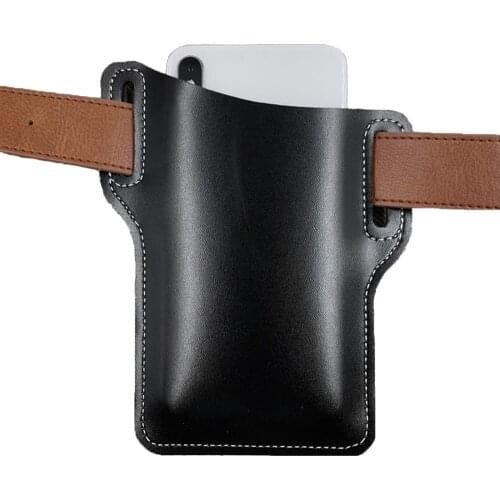Men Cellphone Belt Loop Holster Case Waist Bag PU Leather Purse Phone Wallet Tactical Belt Bag Phone Holder for 4.5-7.5“ Phone