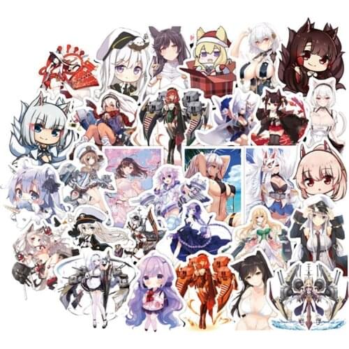 50Pcs Azur Lane Crosswave Sticker Anime Cartoon Stickers for Car Laptop Suitcase Skateboard Motorcycle Snowboard Luggage Sticker