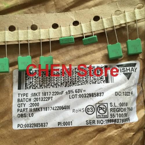 20PCS/50PCS Germany ERO MKT1817 Series 0.22UF 63V 224 P5MM green Audio Correction Film Capacitor 224/63V 220NF/63V 224