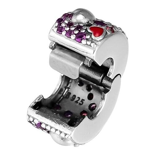 Fits for Pandora Charms Bracelets Asymmetric Hearts of Love Clip Beads 100% 925 Sterling Silver Jewelry Free Shipping