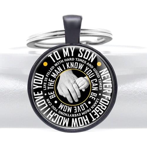 Hand in Hand Glass Cabochon Pendant Key Rings Best Key Chains To My Son