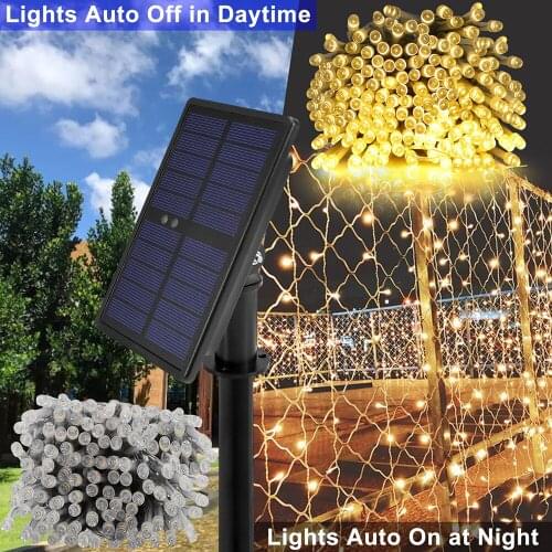 Solar USB Rechargeable LED String Light Christmas Lights Outdoor Garden Waterproof Wedding Light Dimmable 8 Modes Garland Lights