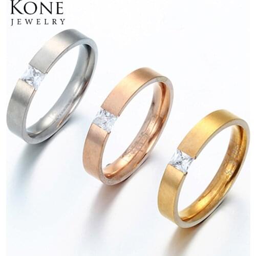 Trendy Simple Wedding Rose Gold Midi Ring CZ Stone Stainless Steel Ring for Women Drop Ship