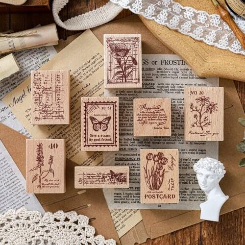 Vintage Tulip Camomile Letter Decoration Stamp Wooden Rubber Stamps For Scrapbooking Stationery DIY Craft Standard Stamp