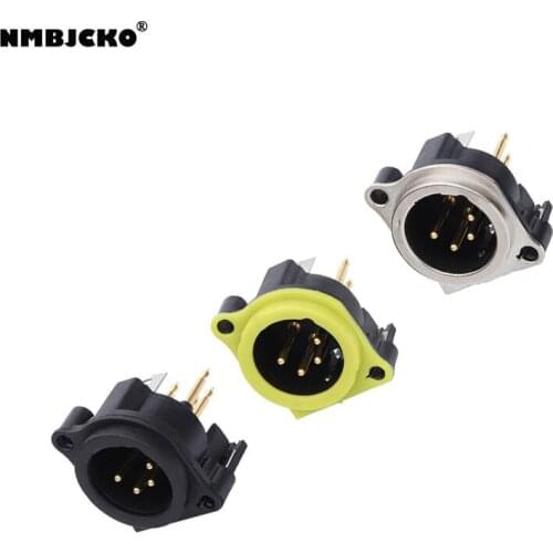 High quality 100pcs/lot XLR 4-Pin male Metal Panel Mount Chassis Microphone Mic Jack Audio socket