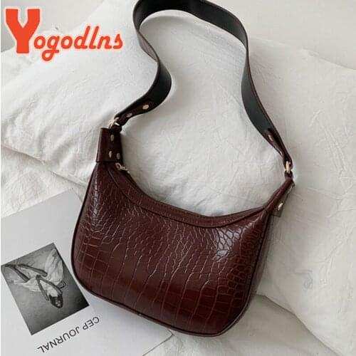 Yogodlns Retro Shoulder Bags For Women 2021 Trendy Vintage PU Leather Handbag Female Small Subaxillary Bags Mini Crossbody Bag