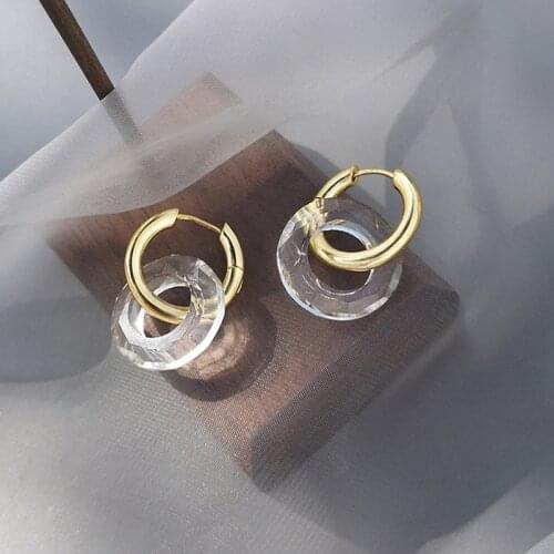 ​ZDMXJL 2021 New Trend High Class Women Earring Hoop Earrings Ear Ring Transparent Acrylic Round Circle Jewelry Accessories Gift
