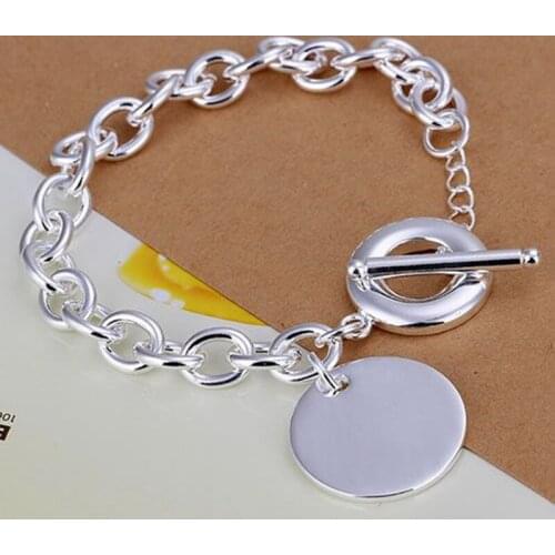 Popular brands Pretty Round card Pendant 925 sterling silver Bracelets for women Wedding party Christmas Gifts fashion Jewelry