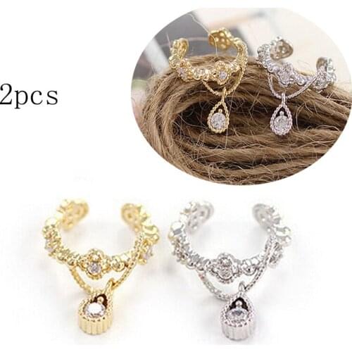2pcs Women Ear Cuff Wrap Rhinestone Crystal Clip On Earring Jewelry One Water Drops