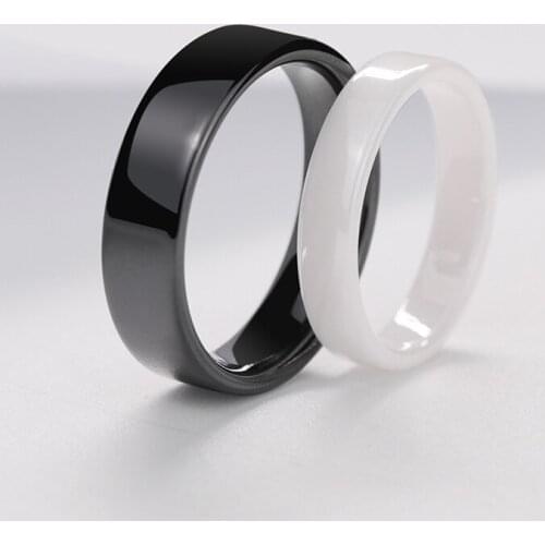 2019 Trendy Black/White Two Colors Hi-Ceramic Couples Rings for Wedding/Engagement Flat Top Scratch Proof Size 4-11