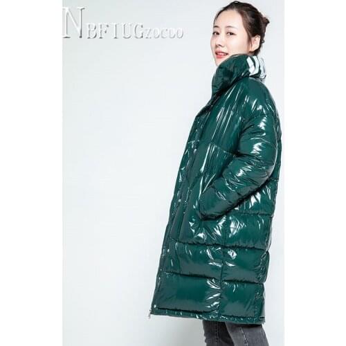 2020 Thick Warm Stand Collar Winter Women Parkas Loose Long Style Red And Green Color Female Overcoat