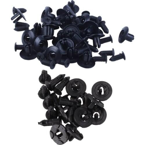 25 Pcs Plastic Push in Bumper Fender Door Rivets Clip 8mm Hole Black & 10Pcs Plastic Fastener Clip 8mm for Nissan