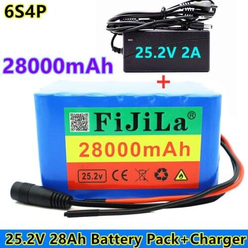 24V 32Ah 6S4P 18650 Battery Lithium Battery 25.2V 32000mAh Electric Bicycle Moped /Electric/Li ion Battery Pack with charger