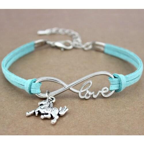 Horse Mustang Horseshoe Animal Heart Infinity Love Charm Bracelets Women Men Girl Boy Unisex Jewelry Gift Many Styles