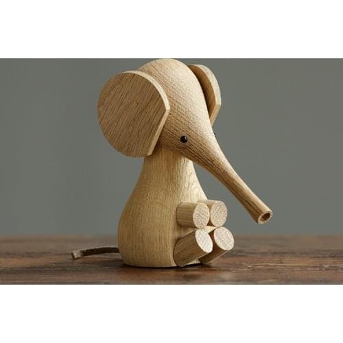 European-style Wooden Crafts, Solid Wood Ornaments, Proboscis Elephant Ornaments, Puppets, Wooden Toys
