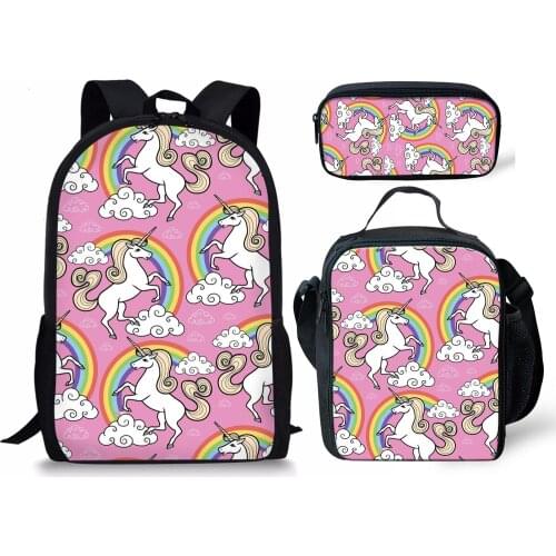 Kids Schoolbag Student School Backpack Unicorn Lunch Box Kids Children Bagpack Pencil Case Small Slim For Teenage Girls Boys
