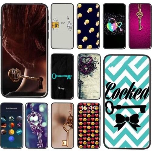 Enjoy For Apple iPhone 11 12 Pro Mini X XR XS MAX 5 5S 5C SE 6 6S 7 8 Plus Interesting Keys And Locks Black Funda Silicone Etui