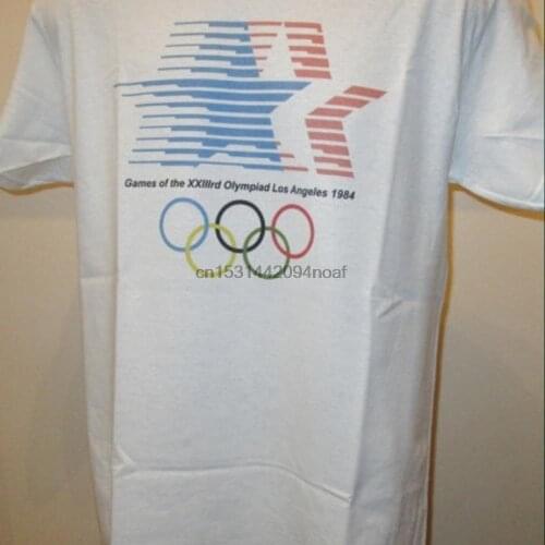 Los Angeles 1984 Logo T Shirt Red White Blue Stars Retro Sport Apparel Graphic Tee Unisex 264