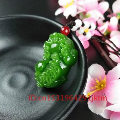 Natural Carved Pixiu Green Jewelry Women Jade Jadeite Amulet Fashion Pendant Chinese Gifts Charm for Men Necklace Hand
