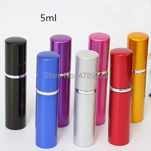 10/30/50pcs 5ml Multicolor Smooth Aluminum Perfume Spray Bottle Travel Mini Glass Parfum Spary Atomizer Refillable Bottles