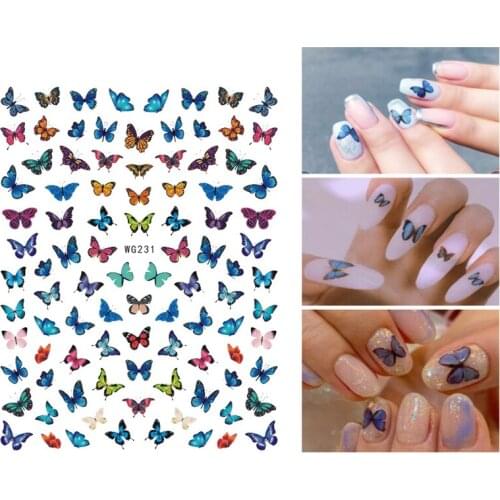 10PCS 3D Color Butterfly Nail Stickers Self Adhesive Nail Stickers Flowers Gel Stickers Leaf Animal Nail Slider Set
